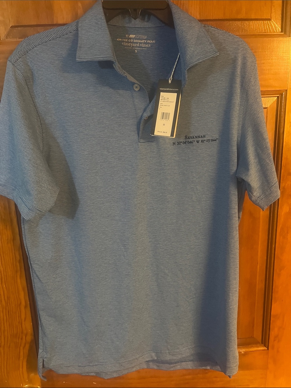 New Vineyard Vines Jean Stripes Sanjay Mens Performance Polo Shirt S $98 NWT